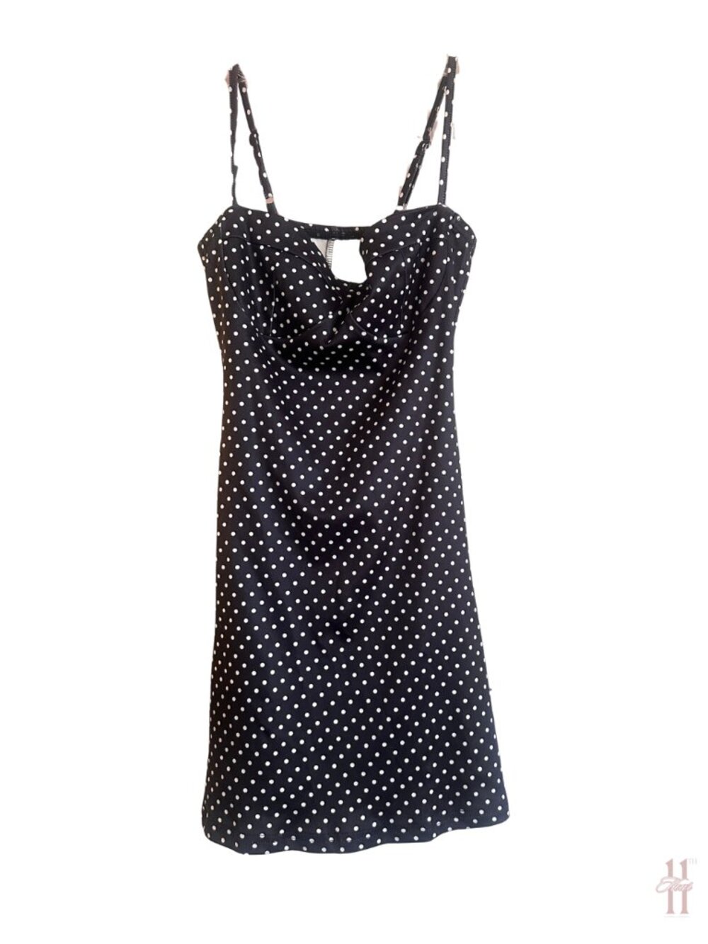 LIKE NEW Navy Polka Dot Spaghetti Strap Mini Dress - Women's Small